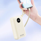 Dudao K14+ Powerbank 20000mAh 22,5W USB-C / USB-A / Indbygget Lightning og USB-C Kabler - Hvid