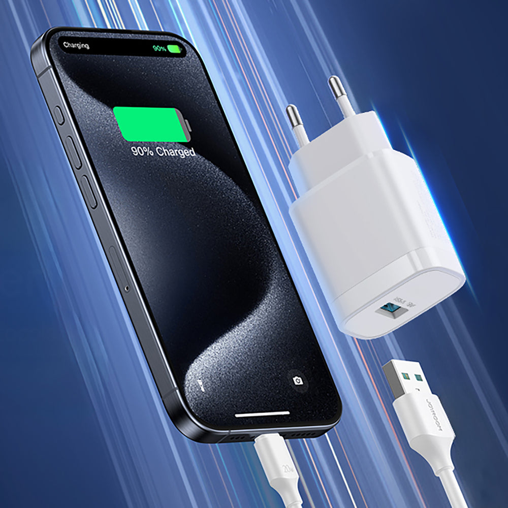 Joyroom JR-TF4 18W vægoplader med 3A USB-A - USB-C 1m kabel - hvid