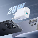 Joyroom JR-TF4 18W vægoplader med 3A USB-A - USB-C 1m kabel - hvid