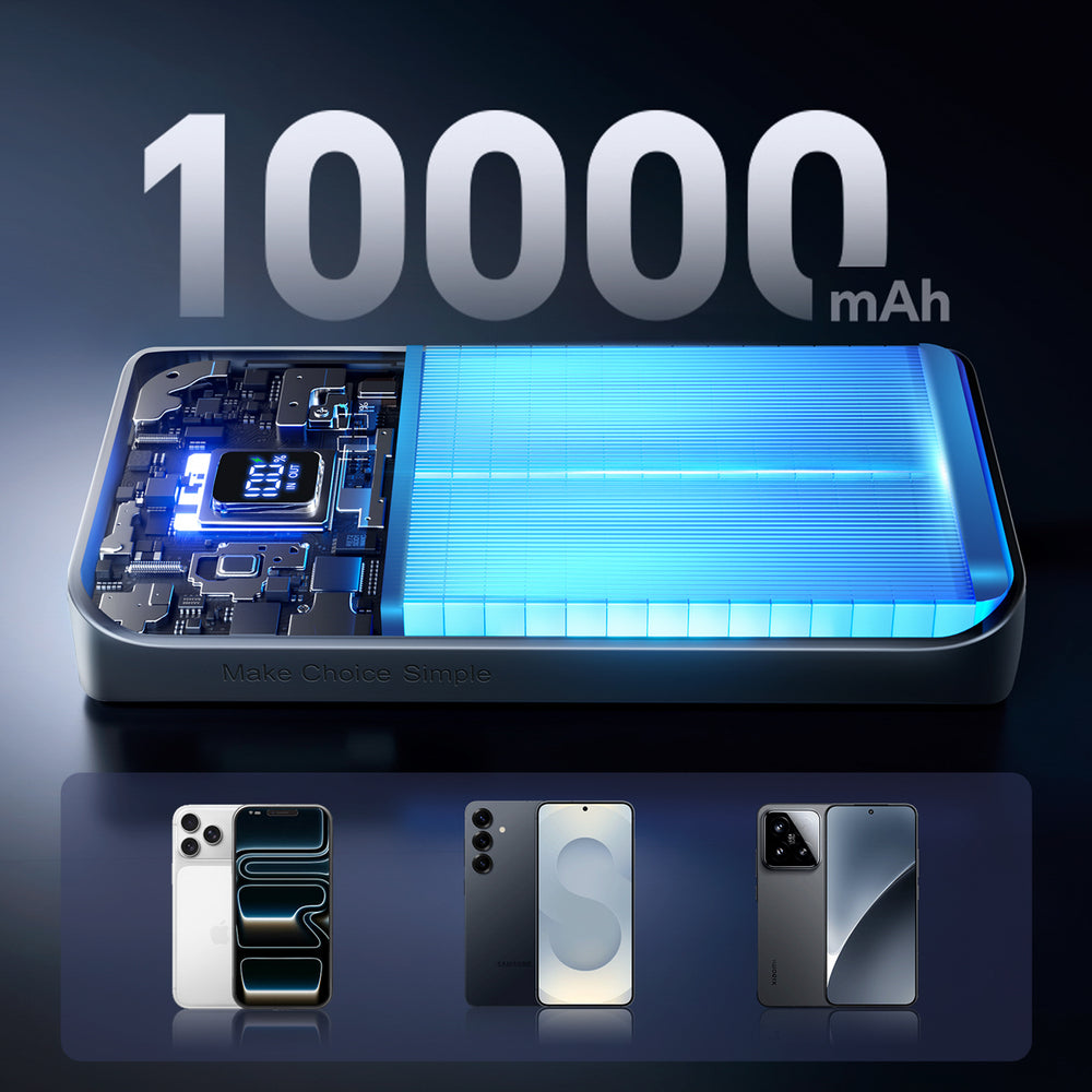 Joyroom JR-QP191 Star Series Mini 10000mAh 22.5W Powerbank med digital skærm - hvid