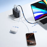 Baseus EnerCore CJ11 100W Wall Charger with USB-A and USB-C Ports and Retractable USB-C Cable - Black