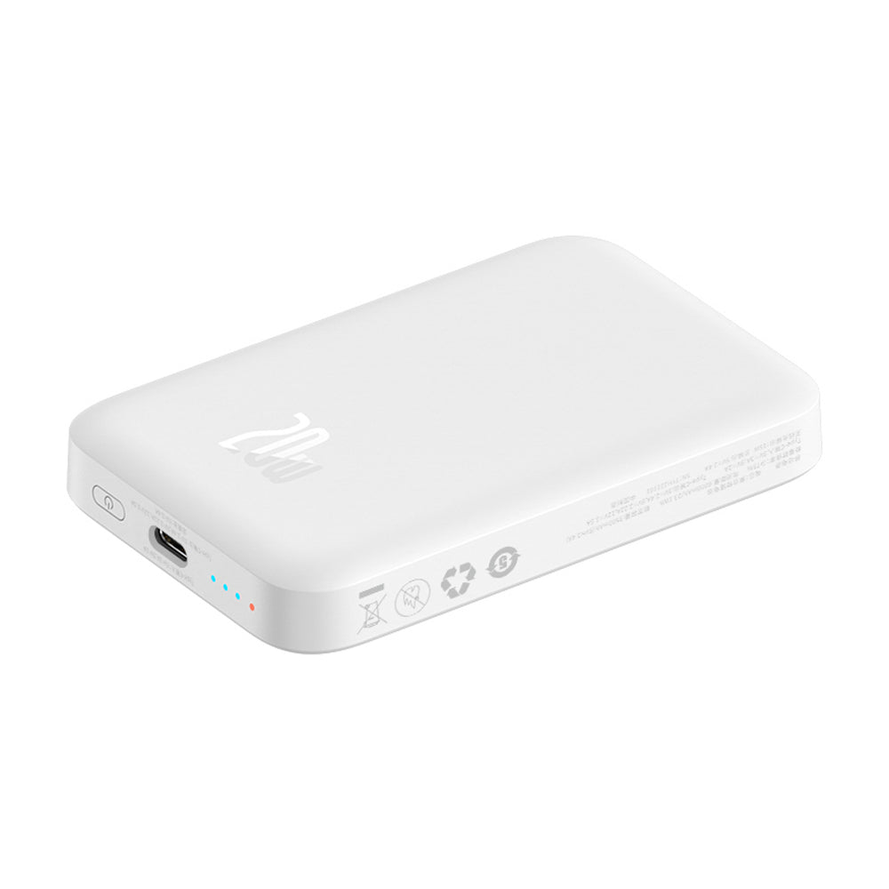 Baseus Airpow 6000mAh 20W Power Bank with Baseus Simple USB-C Cable (20V/3A) 30cm - White
