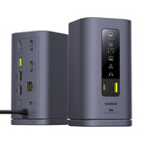 Baseus Spacemate hub USB-C 11in1 docking station 3xHDMI 4K 60Hz + 2xUSB-A (10Gb/s) + 1xUSB-C (10Gb/s) + RJ45 + 2xUSB-A (480Mb/s) + 1xUSB-C (PD) + 1xMinijack 3.5mm - gray
