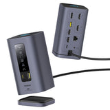 Baseus Spacemate hub USB-C 11in1 docking station 3xHDMI 4K 60Hz + 2xUSB-A (10Gb/s) + 1xUSB-C (10Gb/s) + RJ45 + 2xUSB-A (480Mb/s) + 1xUSB-C (PD) + 1xMinijack 3.5mm - gray