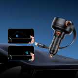 Baseus Enjoyment Pro 55W USB-A Car Charger with Retractable Lightning Cable - Black
