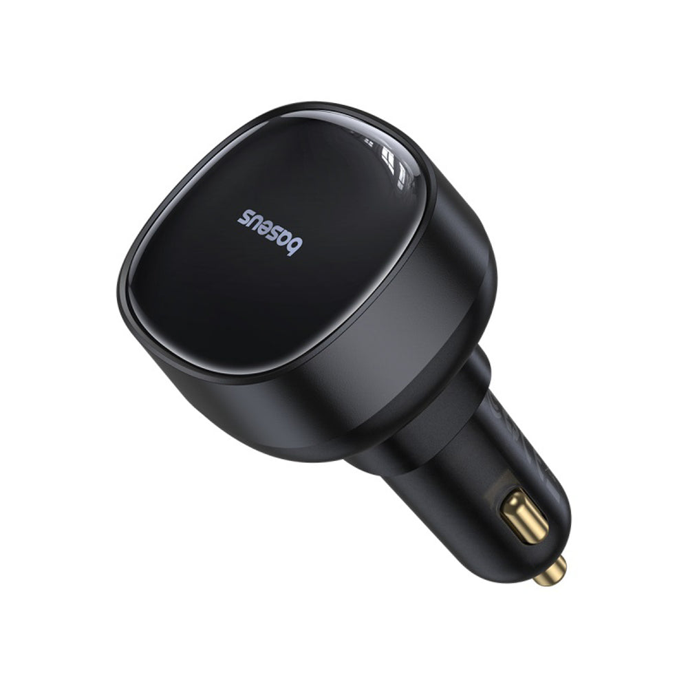 Baseus Enjoyment Pro 55W USB-A Car Charger with Retractable Lightning Cable - Black