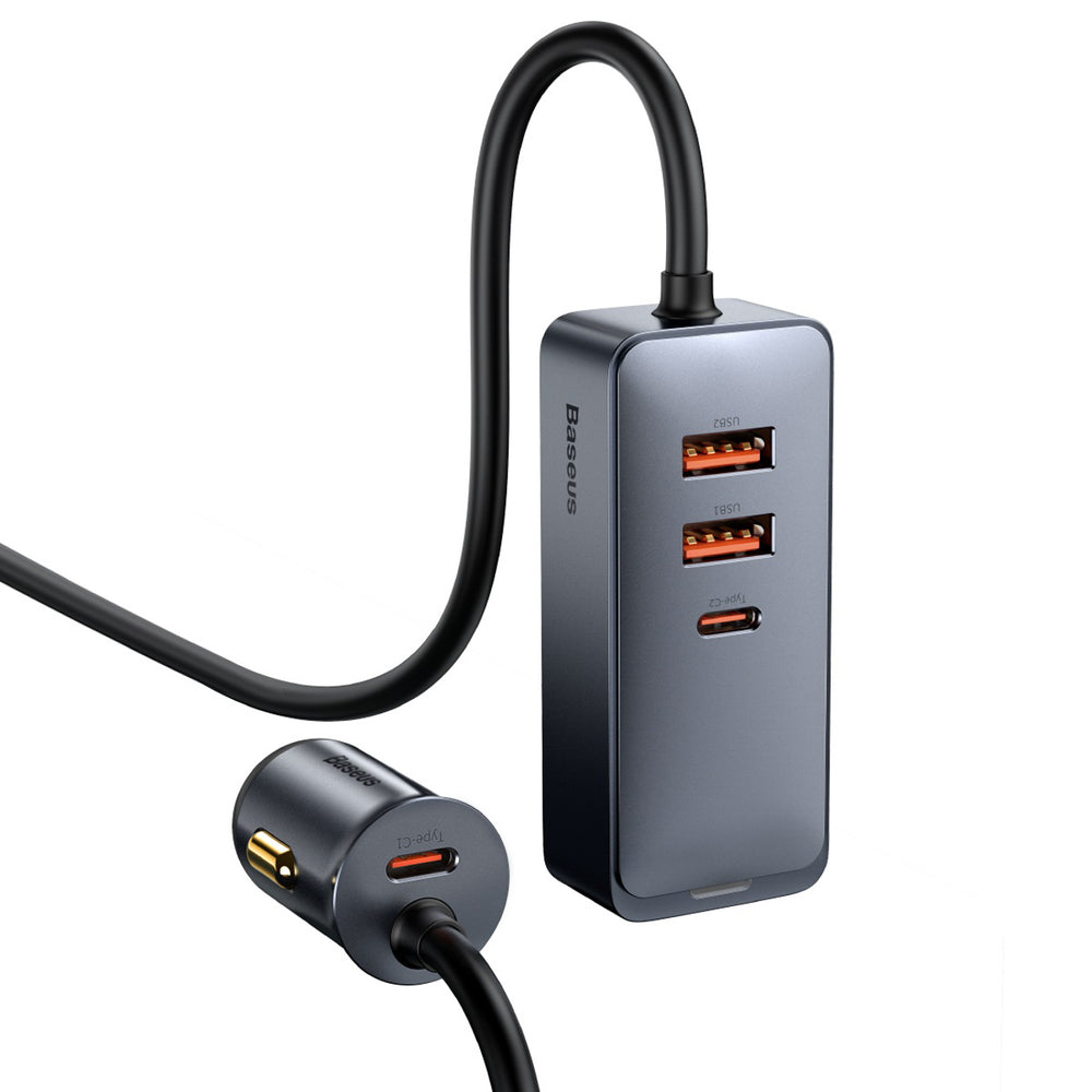 Baseus Share Together PPS Multi-port Fast charge Car Charger with Extension Cord 2U+2C 120W Space Gray