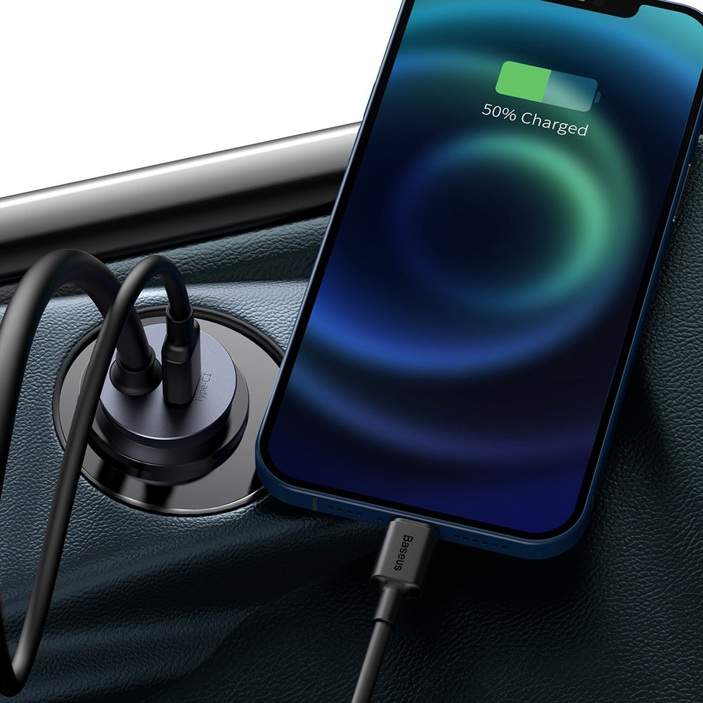 Baseus Share Together PPS Multi-port Fast charge Car Charger with Extension Cord 2U+2C 120W Space Gray