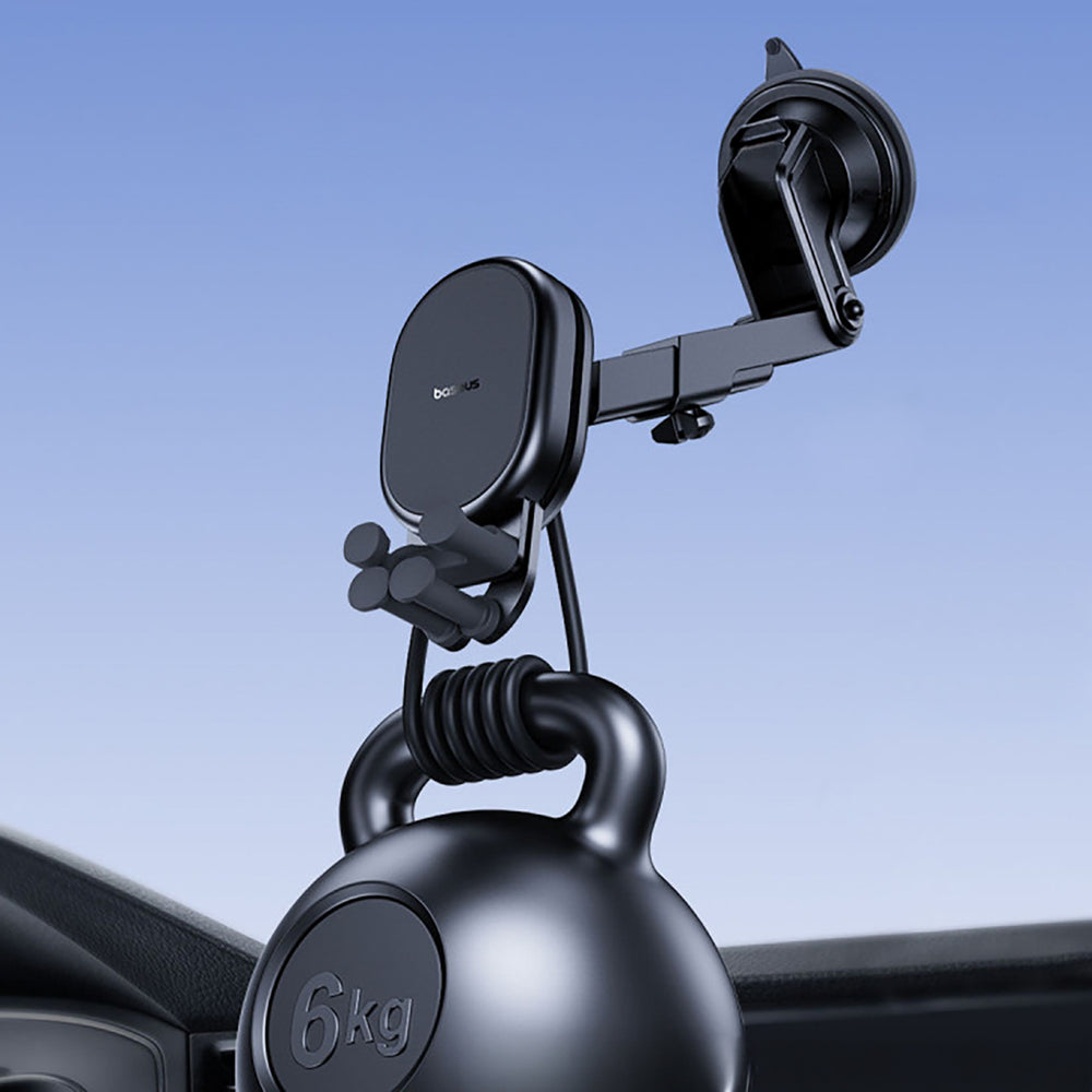 Baseus Stable Car Holder with 15W Inductive Charger, Gravity, and Suction Cup - Black