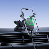 Baseus Stable Car Holder with 15W Inductive Charger, Gravity, and Suction Cup - Black