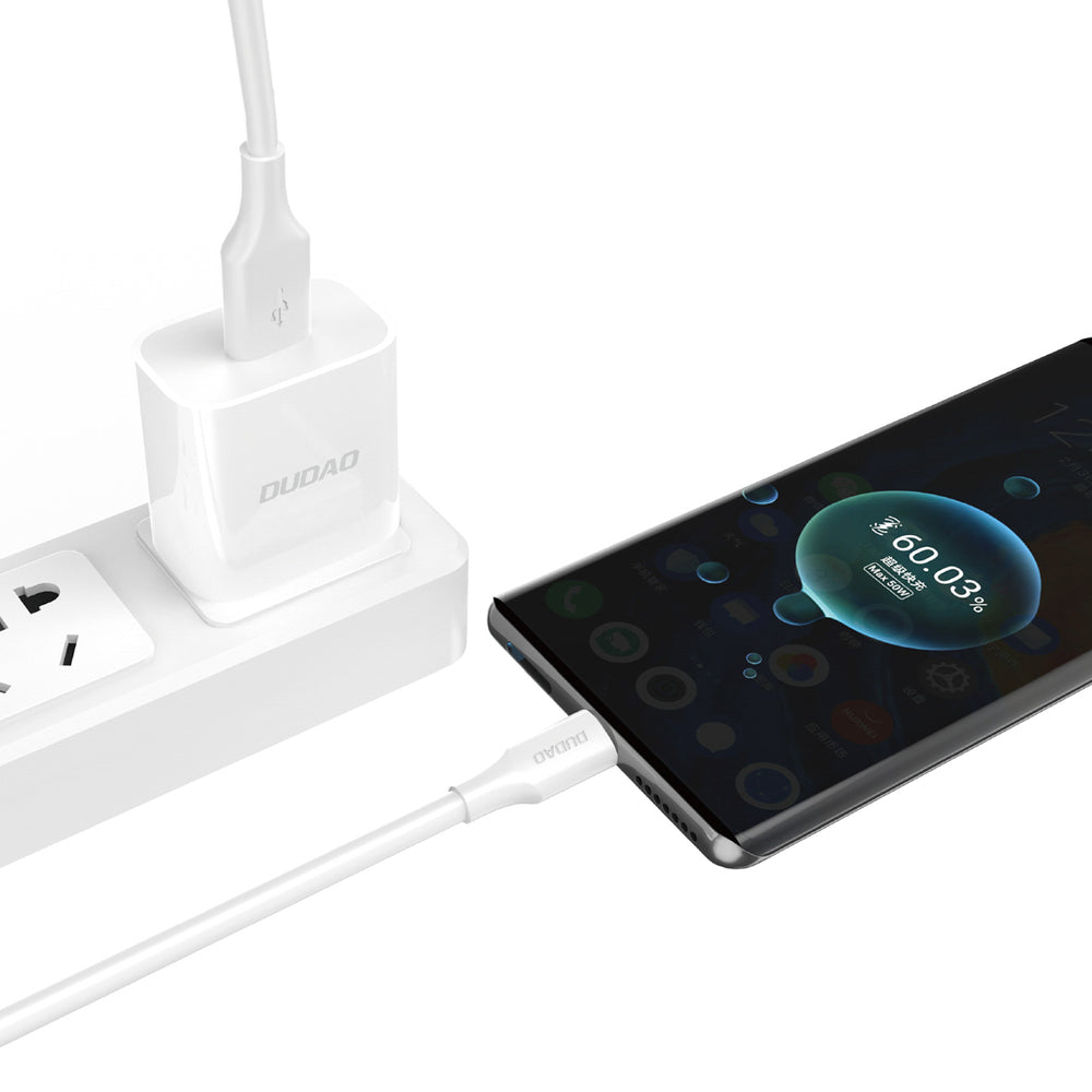 Dudao L2SM USB-A / micro USB 6A kabel 1,2 m - hvid