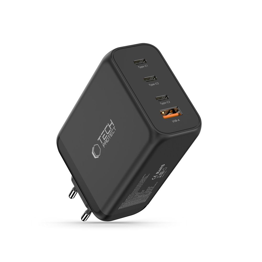 Tech-Protect NC240W-GaN 4-port 240W vægoplader - sort