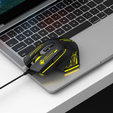 Wozinsky WMGK-1181W Wired Optical Gaming Mouse 7200 DPI with Backlight - Black and Yellow