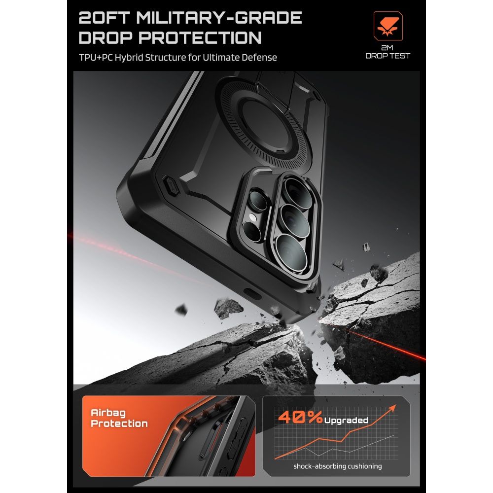 Supcase Unicorn Beetle Pro Mag MagSafe 2-sæt Case til Samsung Galaxy S26 Ultra - sort