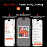 Meatmeet X Pro Kitchen Thermometer with Bluetooth/WiFi App for Grill, Oven, Smoker - Black