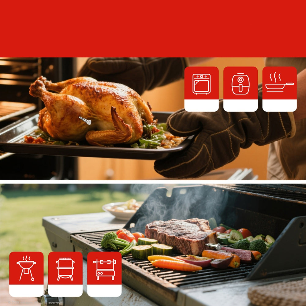 Meatmeet X Pro Kitchen Thermometer with Bluetooth/WiFi App for Grill, Oven, Smoker - Black