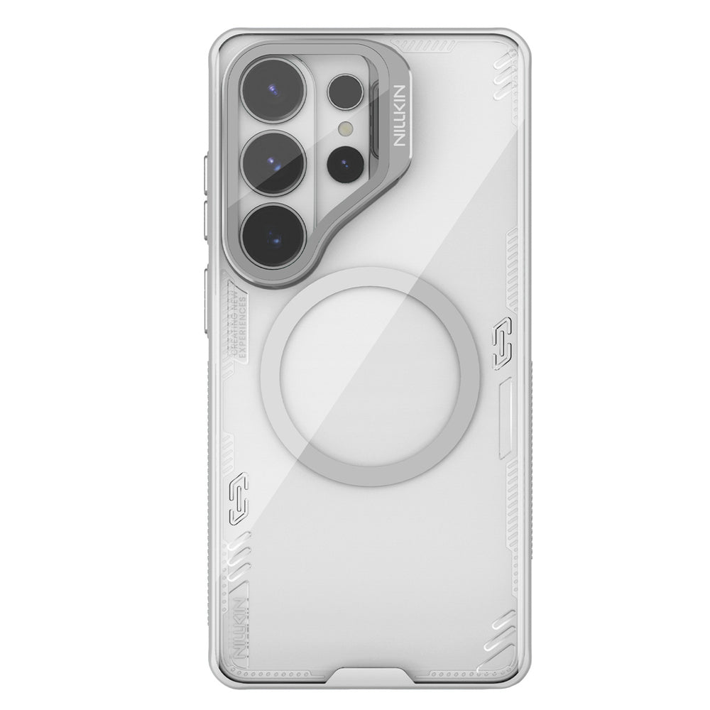 Nillkin Iceblade Prop Magnetic Case med kameraomslag og stativ Kompatibel med MagSafe til Samsung Galaxy S26 Ultra - Transparent Gray