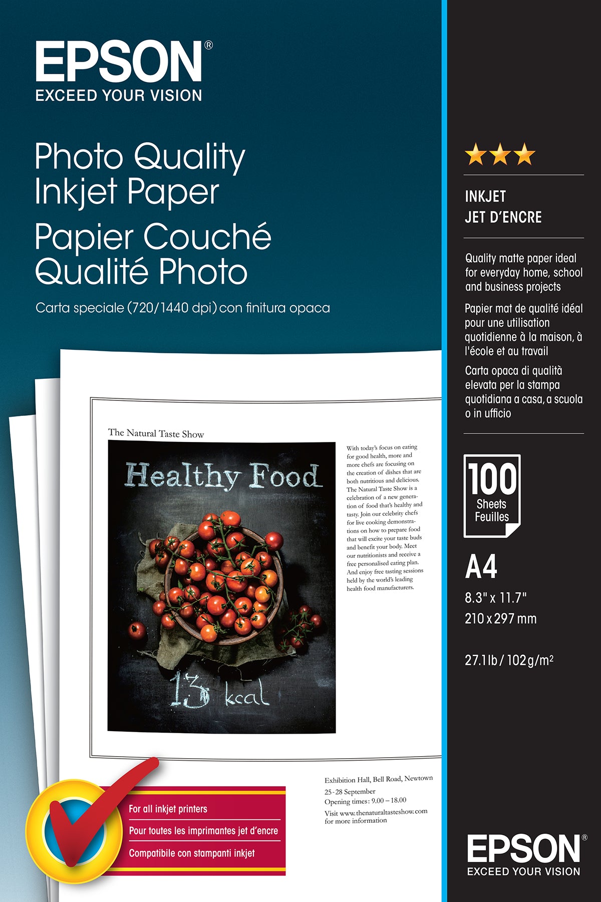 Epson Photo Quality , DIN A4, 102g/m² Hvid Mat