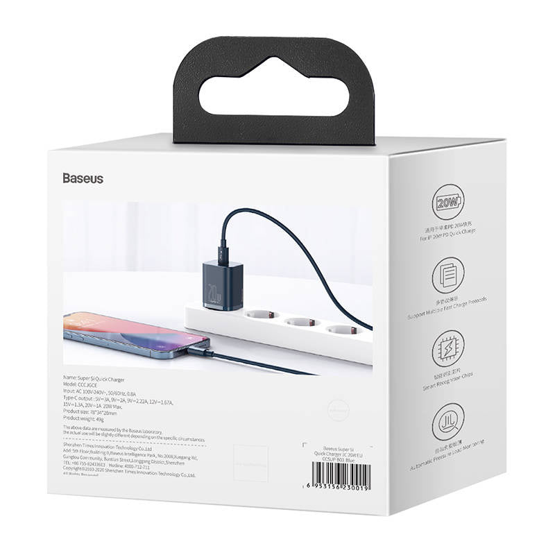 Baseus Super Si hurtigoplader 1C 20W (blå)