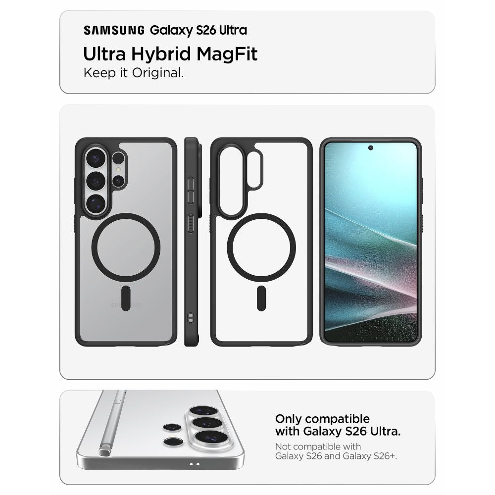 Spigen Ultra Hybrid Mag MagSafe Case til Samsung Galaxy S26 Ultra - Klar sort
