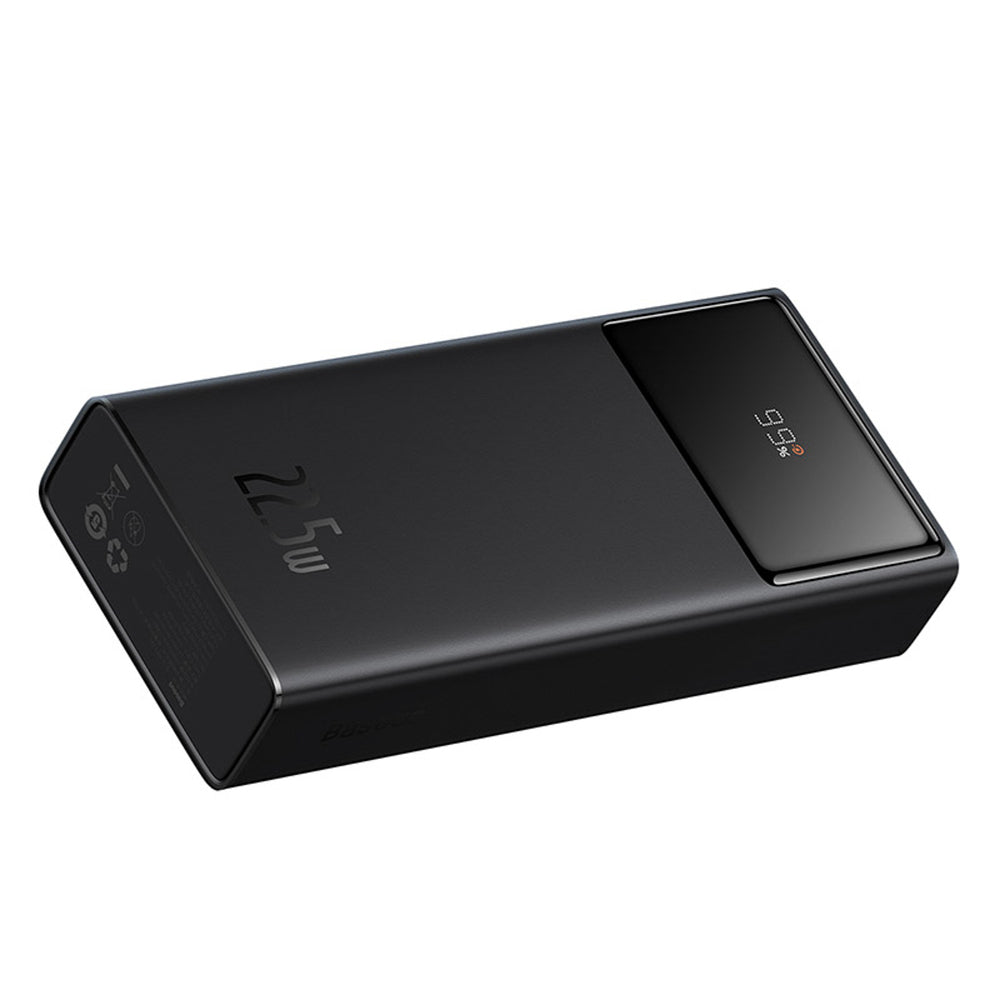 Baseus Star-Lord 20000mAh 22.5W Powerbank med digitalt display og USB-C 3A kabel 30cm - sort