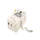 Baseus EnerCore CG11 70W 6-in-1 Travel Adapter with Retractable USB-C Cable - White