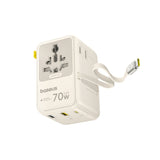 Baseus EnerCore CG11 70W 6-in-1 Travel Adapter with Retractable USB-C Cable - White