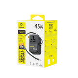 Baseus PicoGo AG11 45W 6-in-1 Travel Adapter with Retractable USB-C Cable - Black