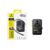 Baseus PicoGo AG11 45W 6-in-1 Travel Adapter with Retractable USB-C Cable - Black