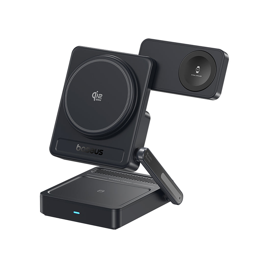 Baseus PicoGo AF21 3in1 Qi2.2 35W Wireless Charger with 45W EU Power Adapter and 1m USB-C Cable - Black