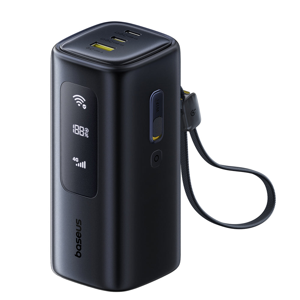 Baseus EnerGeek GX11 MiFi 20000mAh 67W Power Bank with Wi-Fi Function - Black