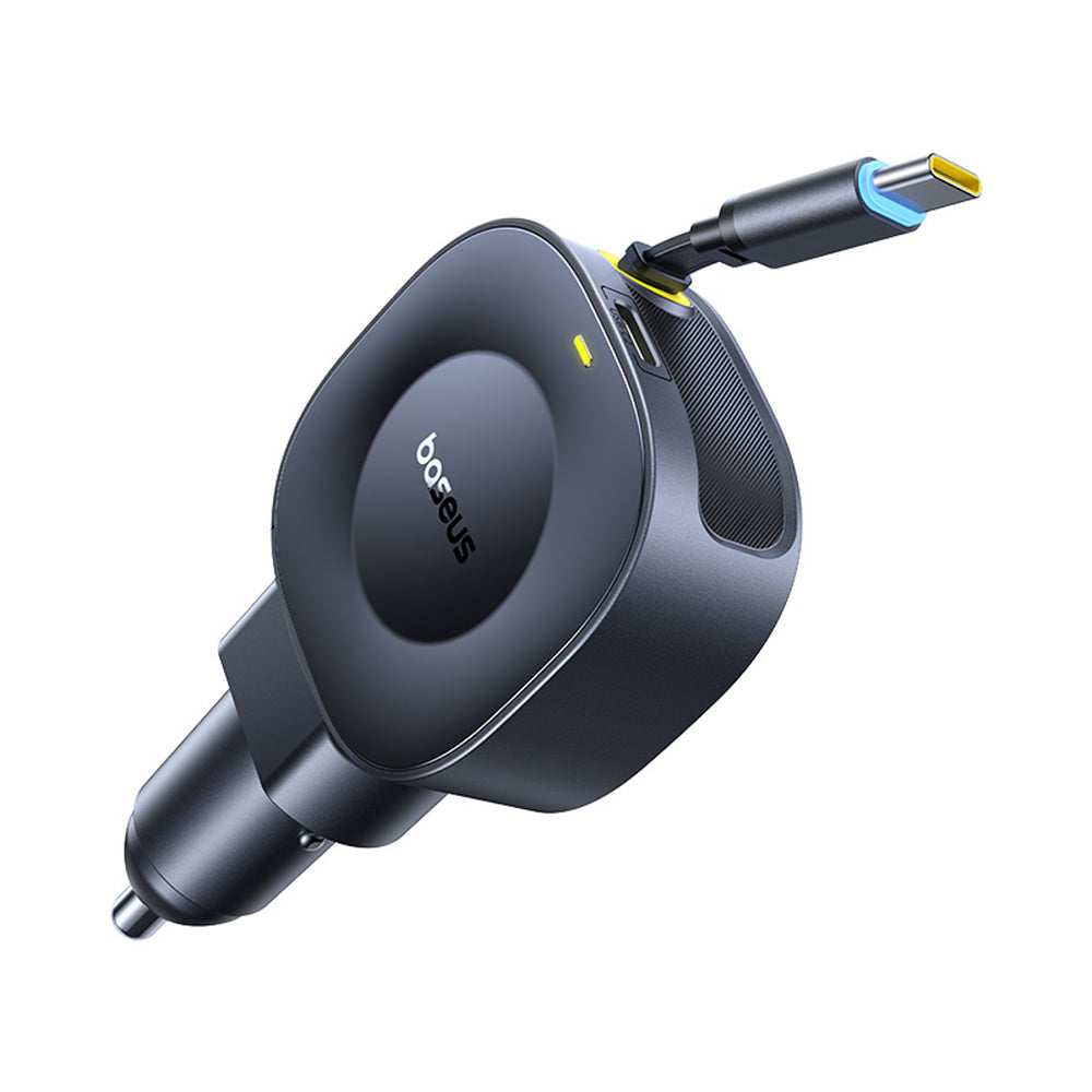 Baseus PrimeTrip VR2 30W + 30W Car Charger with Retractable USB-C Cable - Black