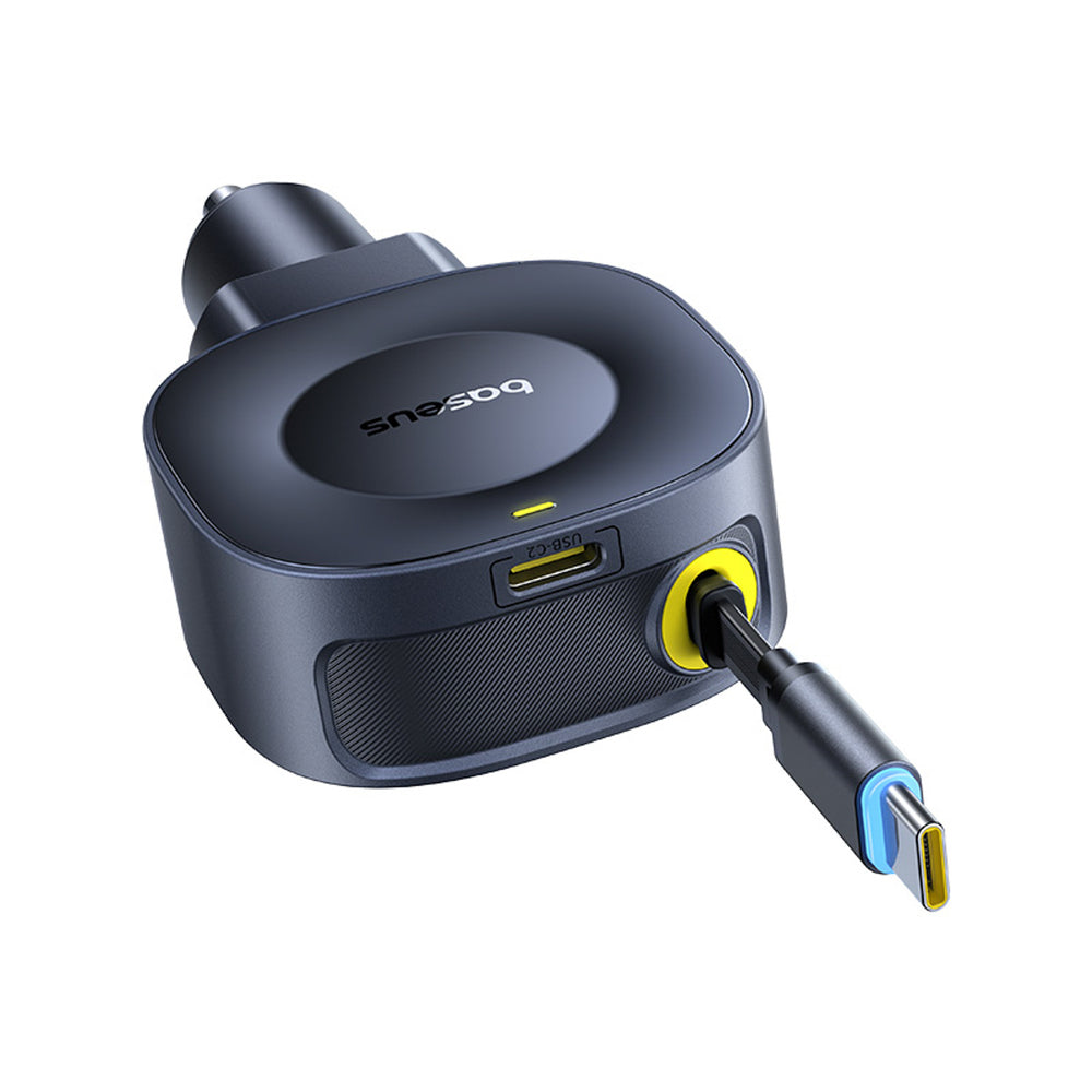 Baseus PrimeTrip VR2 45W + 45W Car Charger with Retractable USB-C Cable - Black