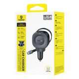 Baseus PrimeTrip VR2 45W + 45W Car Charger with Retractable USB-C Cable - Black