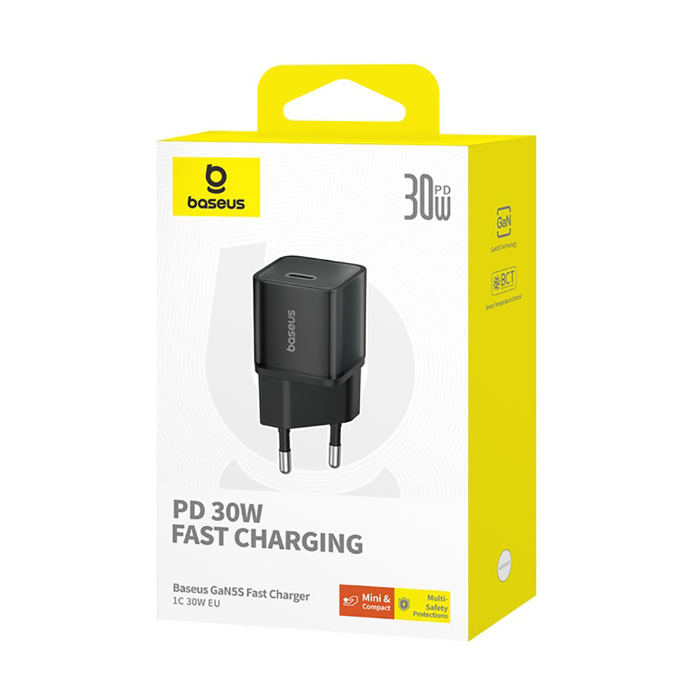 Baseus GaN5S 30W EU USB-C Wall Charger - Black