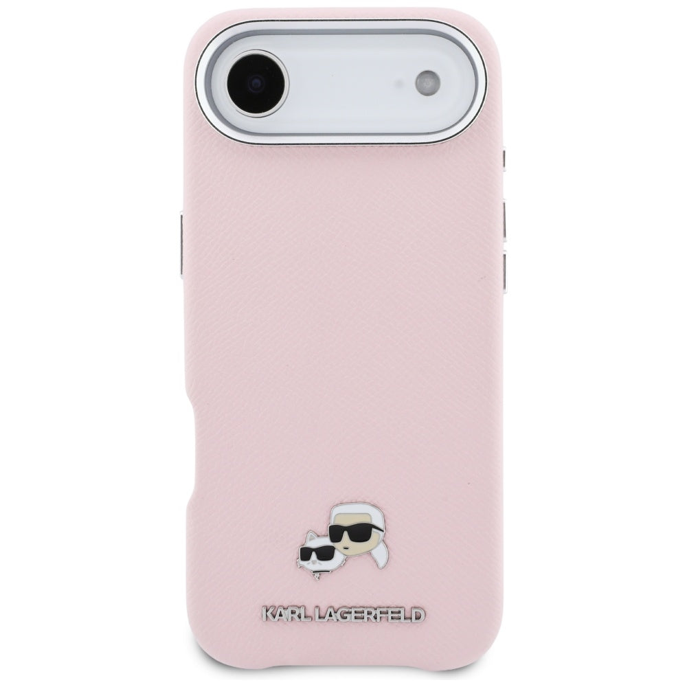 Karl Lagerfeld Karl & Choupette Head Pins Saffiano MagSafe iPhone Air Case - Pink