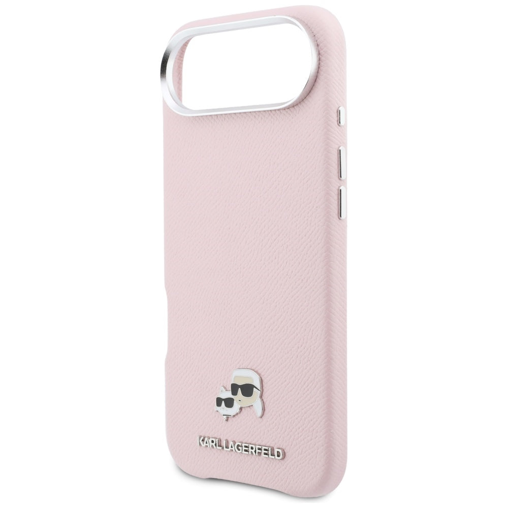 Karl Lagerfeld Karl & Choupette Head Pins Saffiano MagSafe iPhone Air Case - Pink