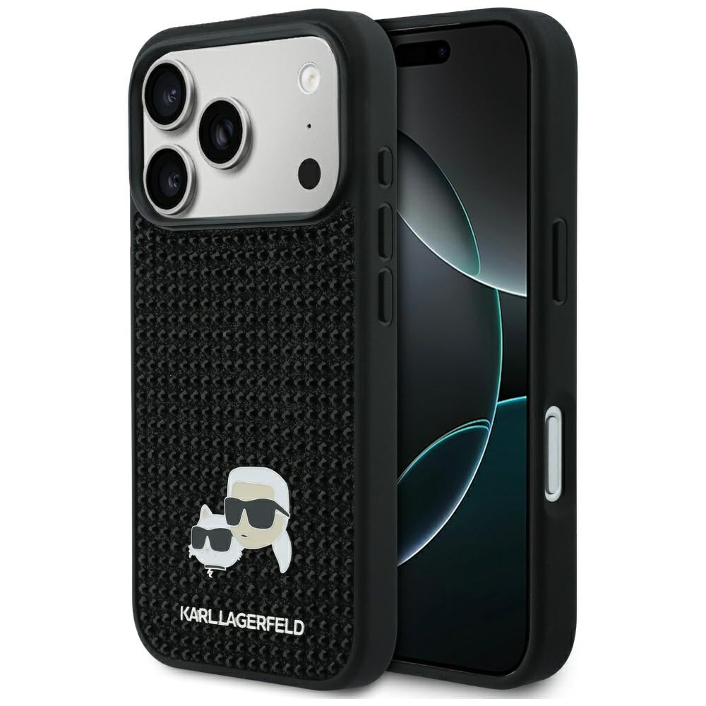 Karl Lagerfeld Rhinestones Karl&Choupette Pin Case til iPhone 17 Pro - sort