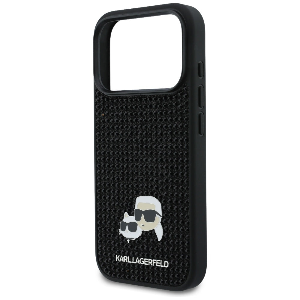 Karl Lagerfeld Rhinestones Karl&Choupette Pin Case til iPhone 17 Pro - sort