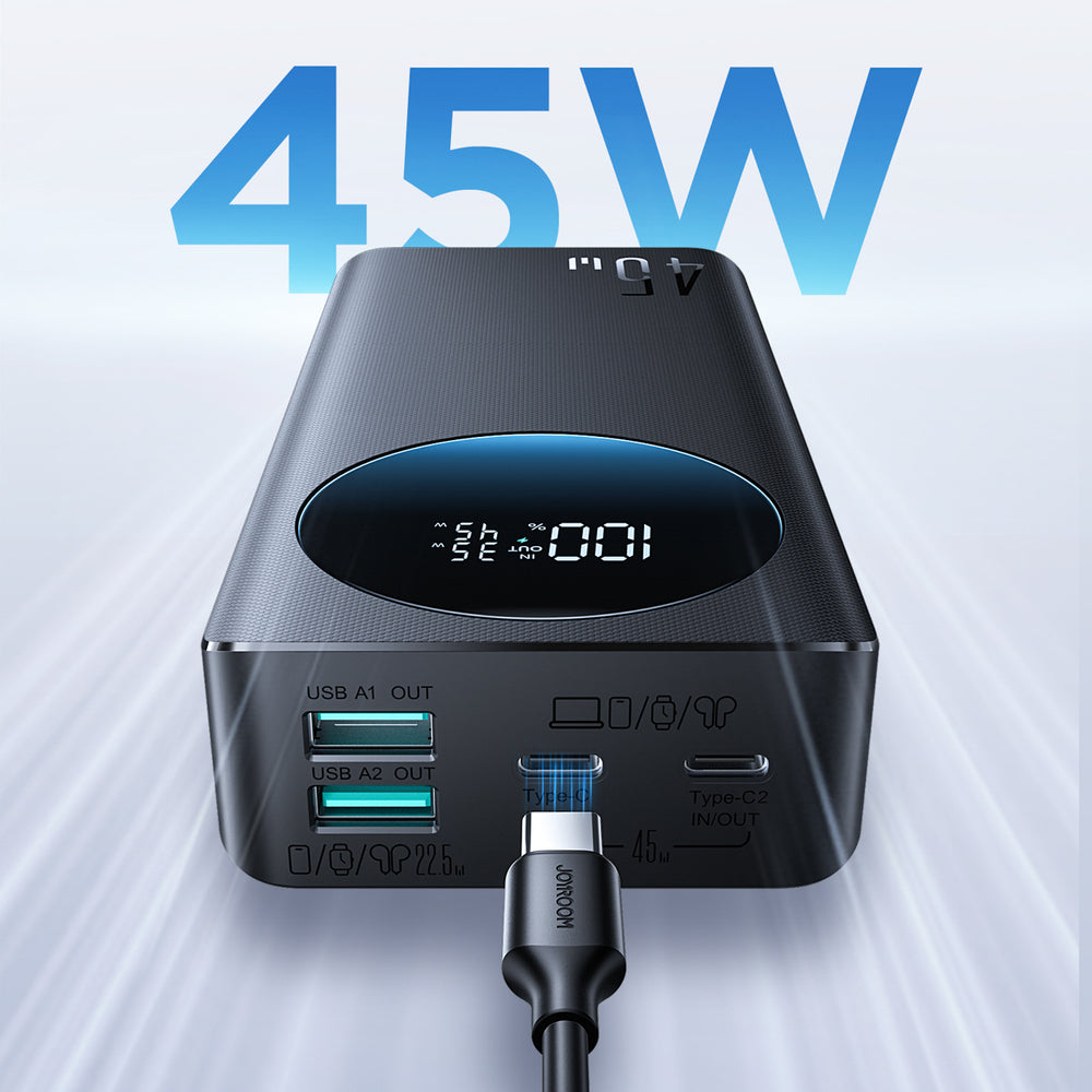 Joyroom JR-PBF02 Pro 20000 mAh 45W Powerbank med Digital Display 2x USB-A 2x USB-C - sort
