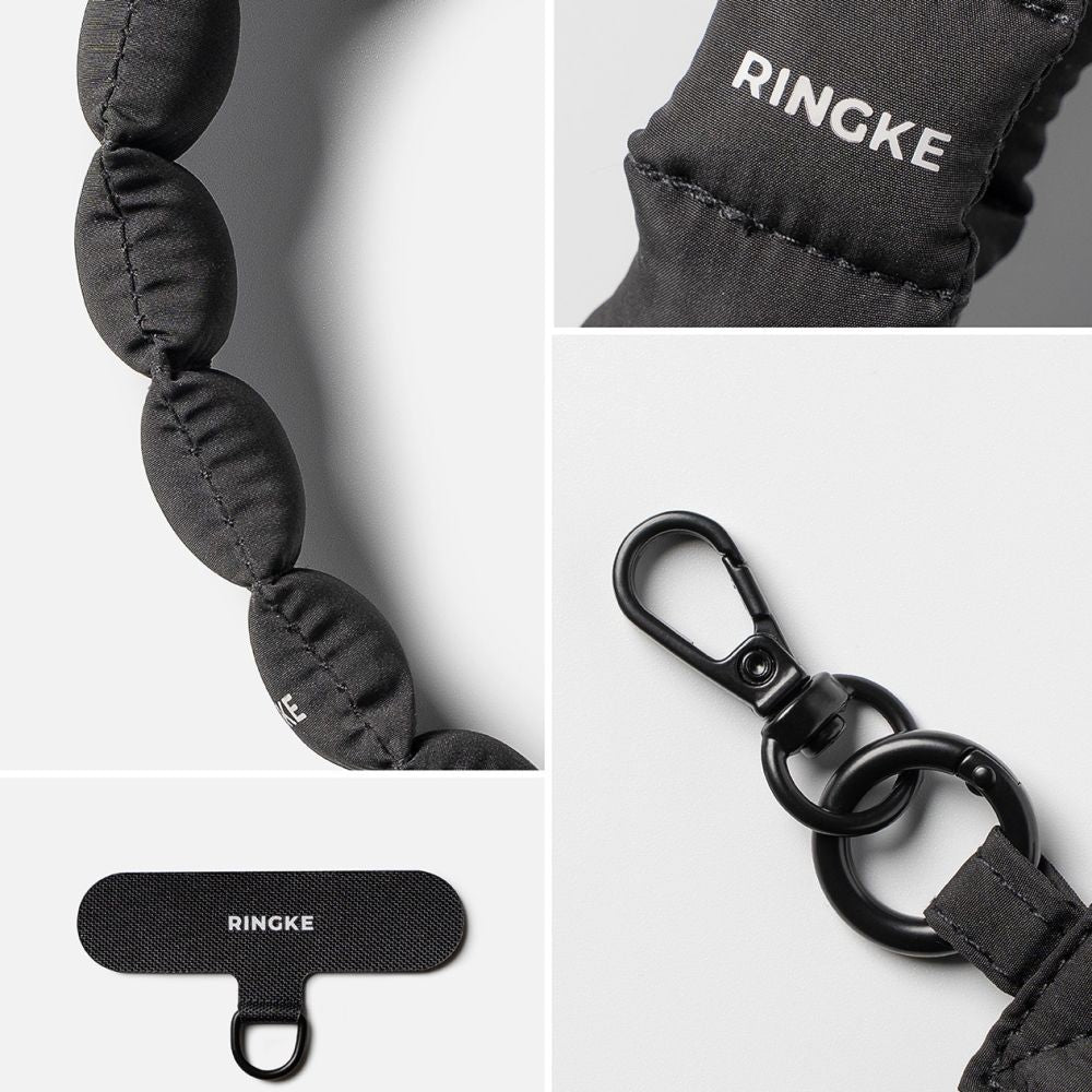 Ringke Holder & Puffer Hand Strap Phone Lanyard - sort