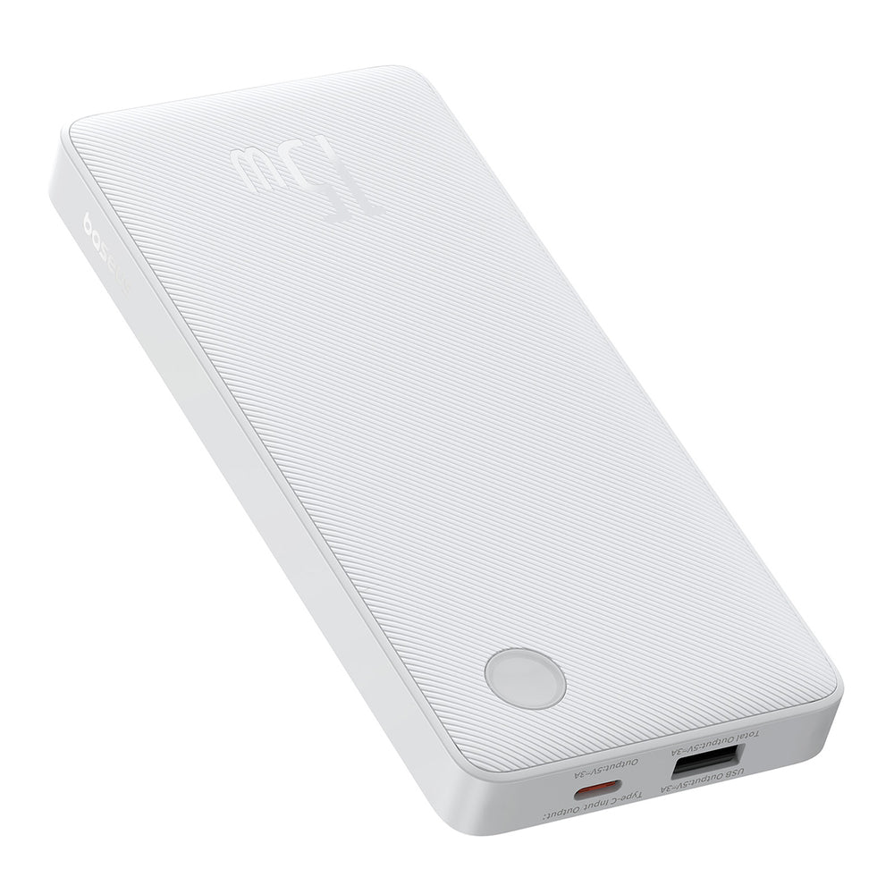 Baseus Airpow Lite 10000mAh 15W Power Bank with Baseus Simple USB-A - USB-C 30cm Cable - White