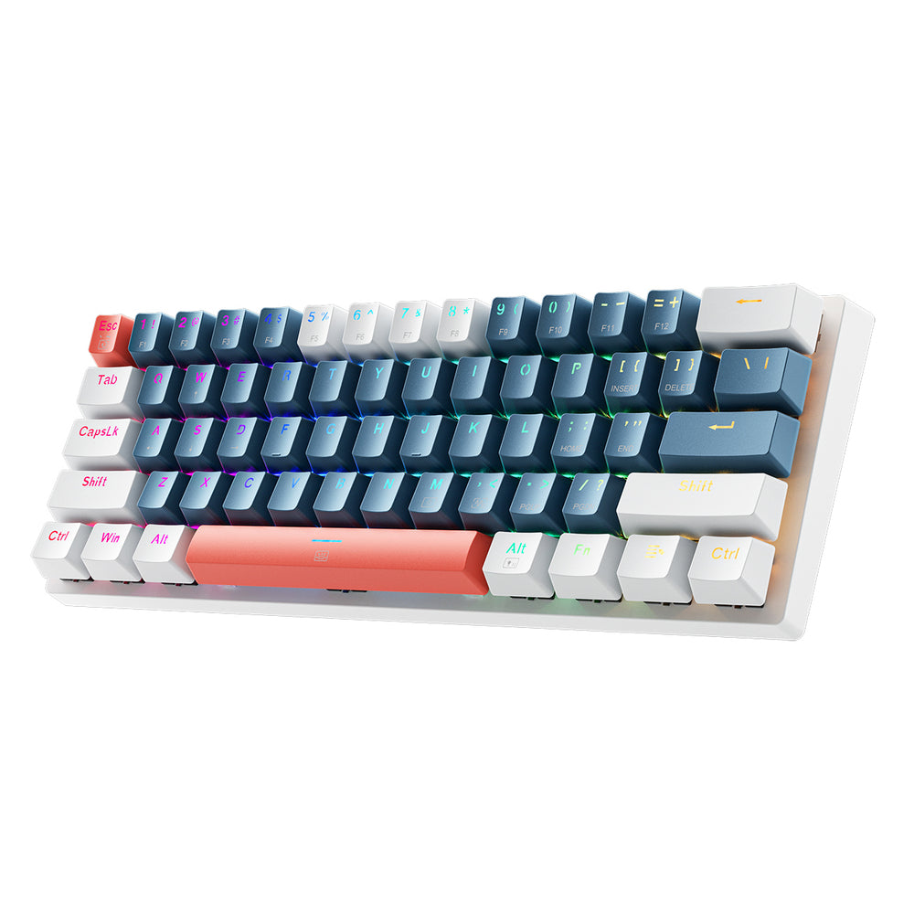 Machenike K500-B61 Wired Mechanical Gaming Keyboard med baggrundsbelysning Brown Switch - Blå og hvid