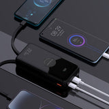 Wozinsky WFC-15B 20000mAh 22.5W PD20W Powerbank med indbygget Lightning og USB-C kabler - sort