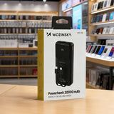 Wozinsky WFC-15B 20000mAh 22.5W PD20W Powerbank med indbygget Lightning og USB-C kabler - sort