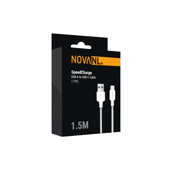 NOVANL SpeedCharge USB A til USB-C kabel 12W (1,5M) hvid