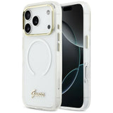 Guess IML Gradient Script Metal MagSafe Case til iPhone 17 Pro - Hvid
