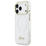 Guess IML Gradient Script Metal MagSafe Case til iPhone 17 Pro - Hvid