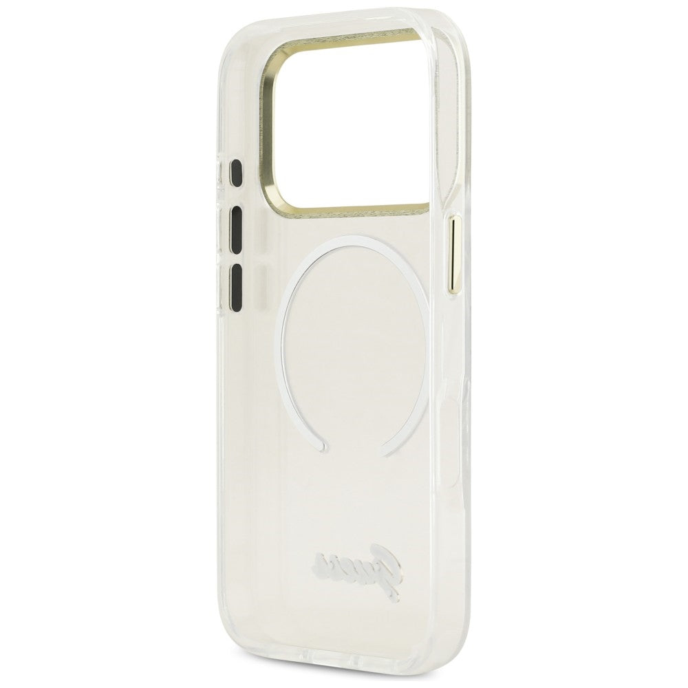Guess IML Gradient Script Metal MagSafe Case til iPhone 17 Pro - Hvid