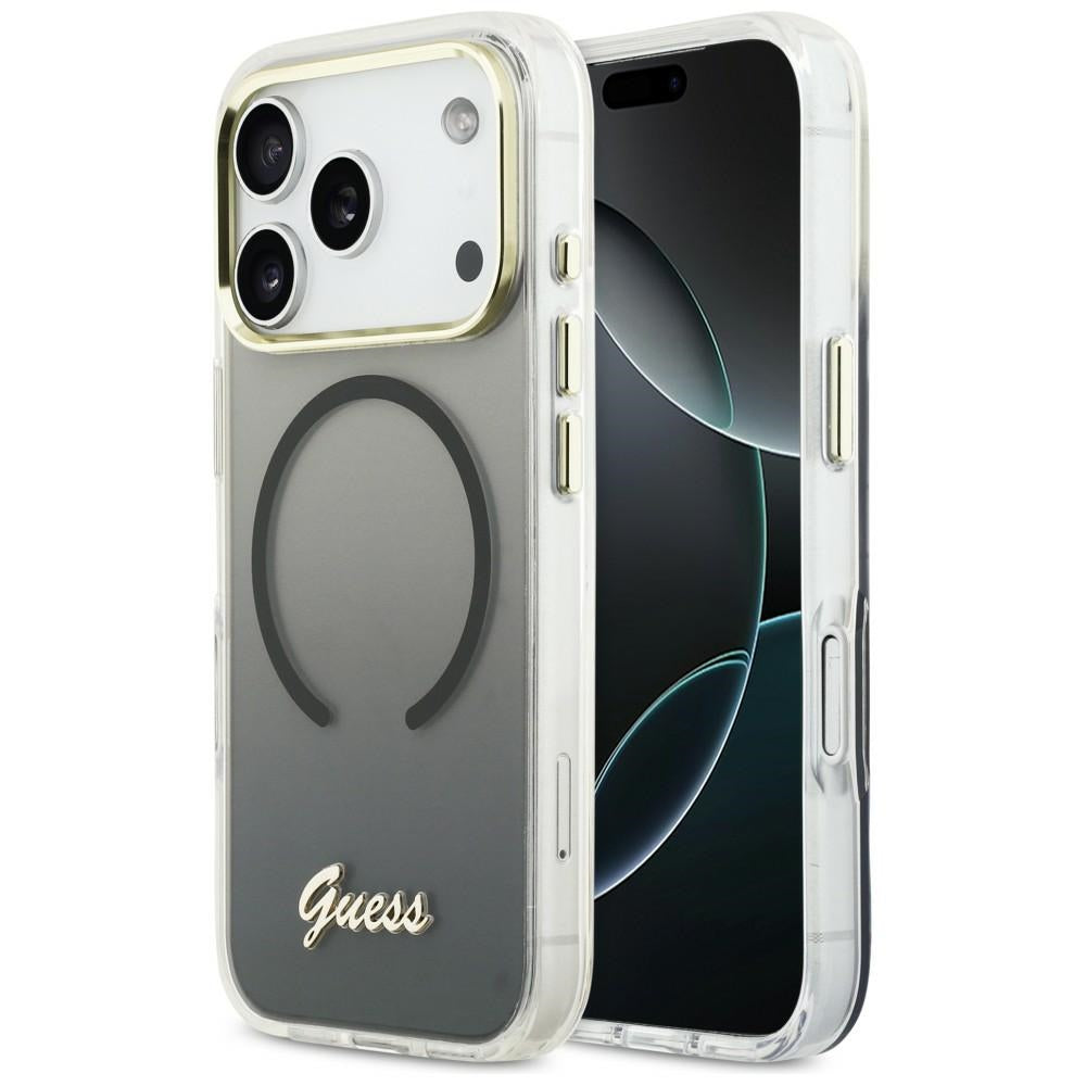 Guess IML Gradient Script Metal MagSafe Case til iPhone 17 Pro Max - sort